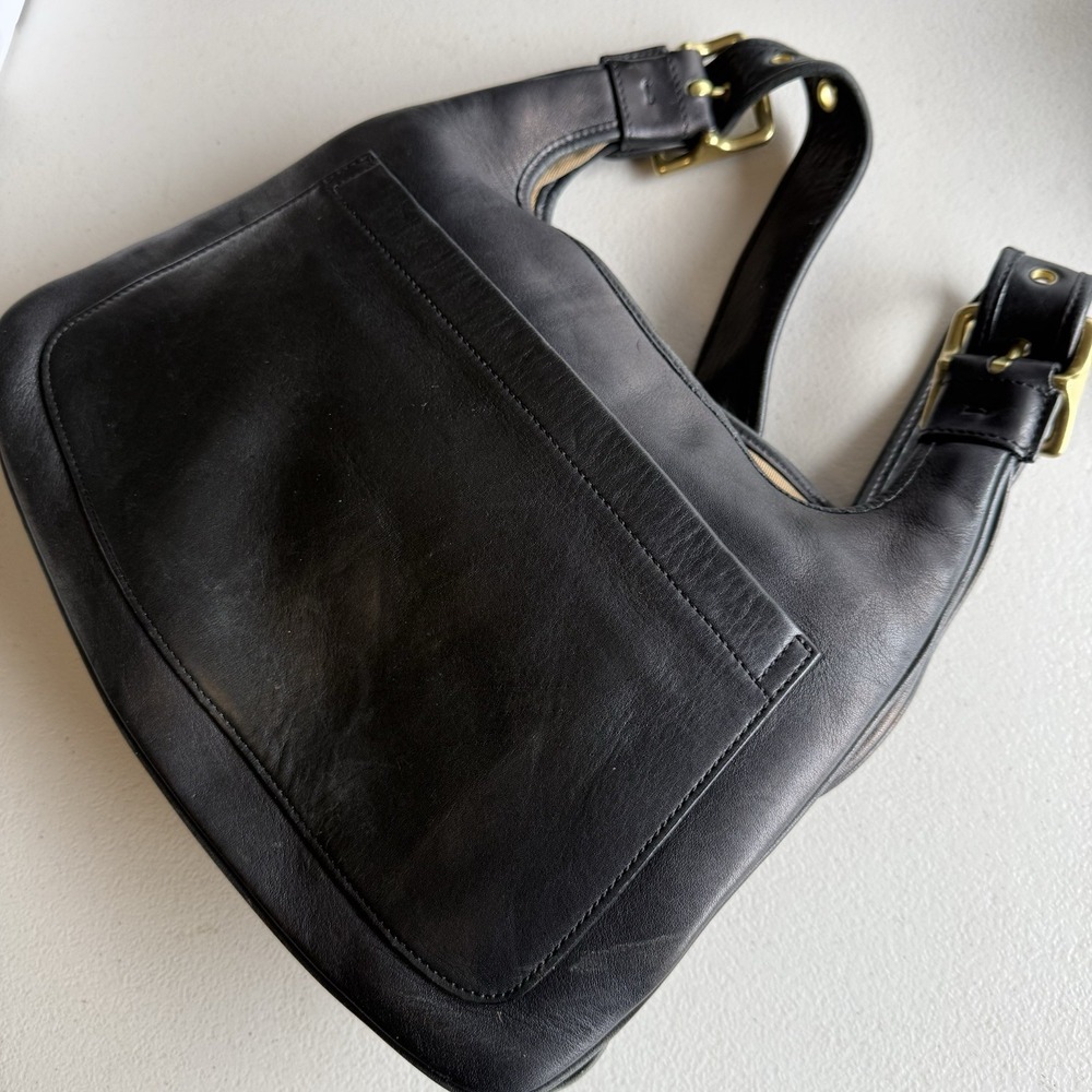 Vintage Coach Y2K Black Leather Legacy Saddle Bag 9340 - Picture 10 of 11